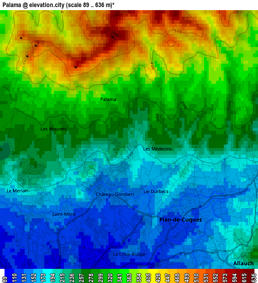 Palama elevation map