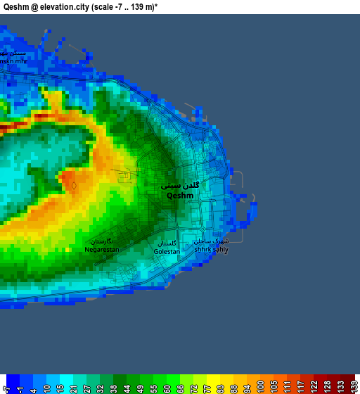 Qeshm elevation map