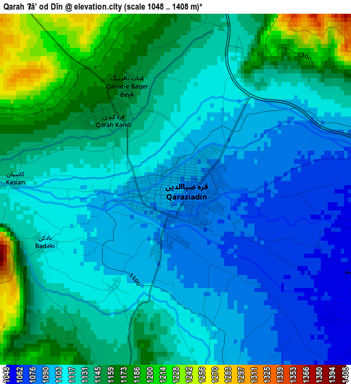 Qarah Ẕīā’ od Dīn elevation map