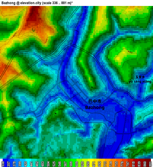 Bazhong elevation map