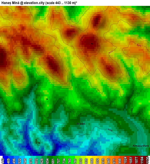 Haneș Mină elevation map