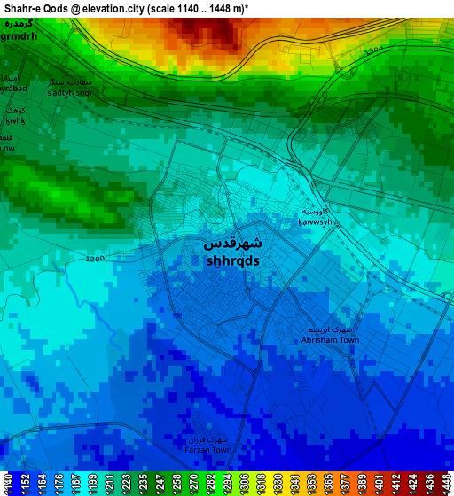 Shahr-e Qods elevation map