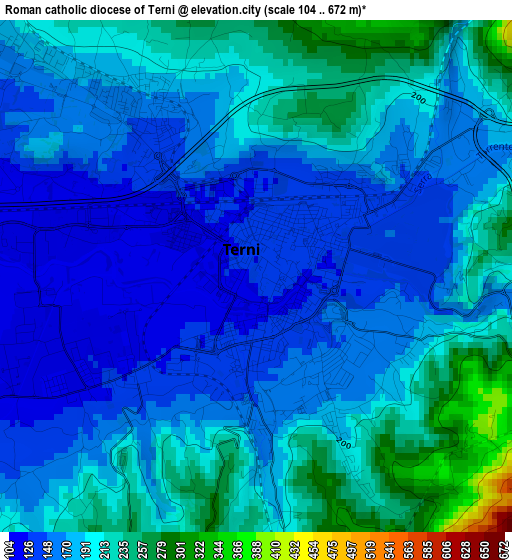 Roman catholic diocese of Terni elevation map