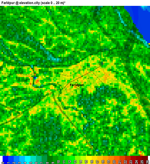 Farīdpur elevation map