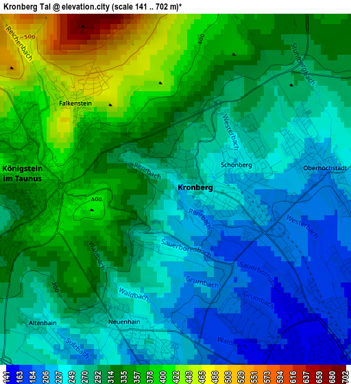 Kronberg Tal elevation map