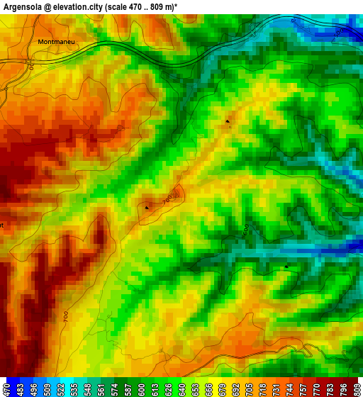 Argensola elevation map