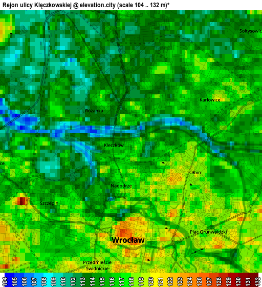 Rejon ulicy Klęczkowskiej elevation map