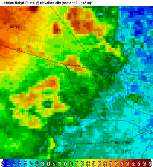 Leśnica-Ratyń-Pustki elevation map