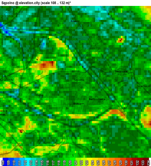 Sępolno elevation map