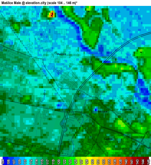 Maślice Małe elevation map