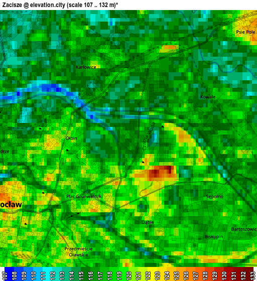 Zacisze elevation map