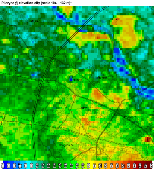 Pilczyce elevation map