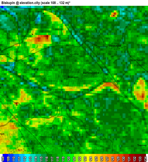 Biskupin elevation map