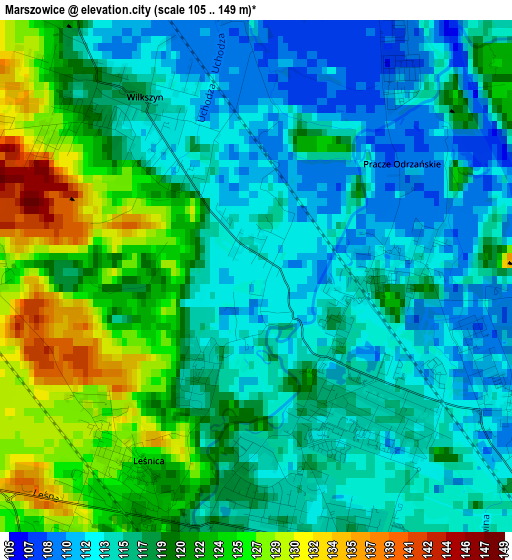 Marszowice elevation map