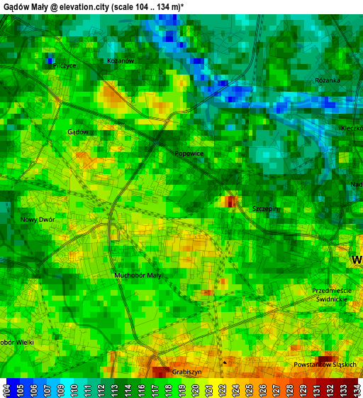 Gądów Mały elevation map