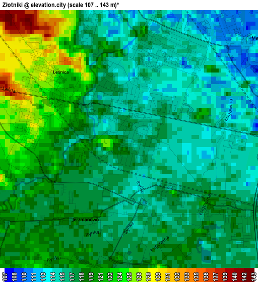 Złotniki elevation map