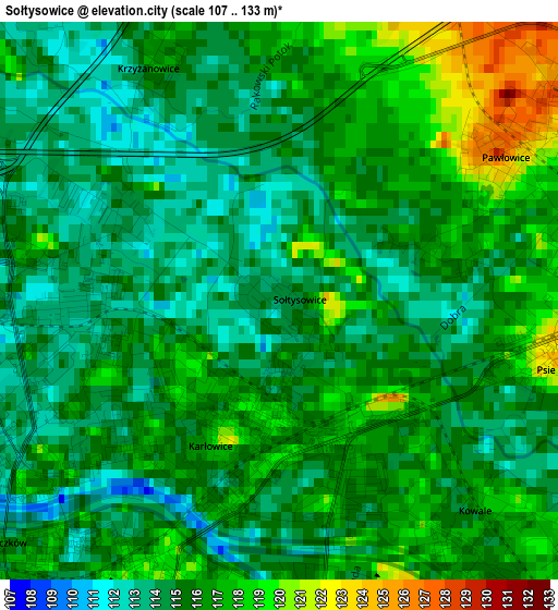 Sołtysowice elevation map