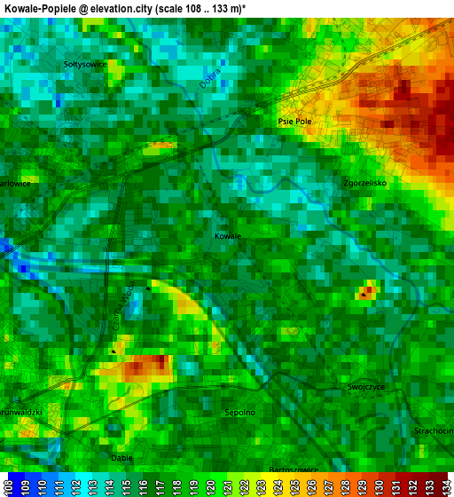 Kowale-Popiele elevation map