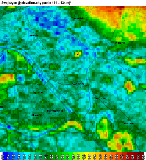Swojczyce elevation map
