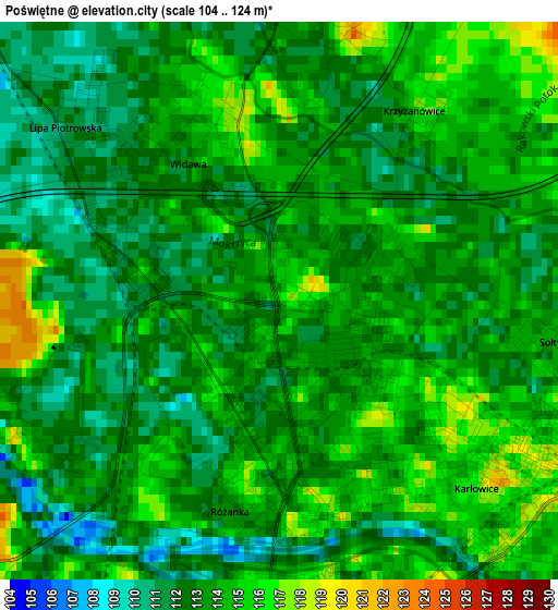 Poświętne elevation map