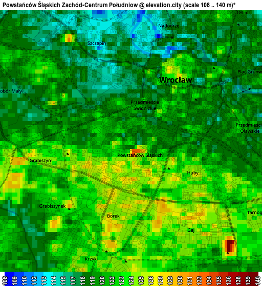 Powstańców Śląskich Zachód-Centrum Południow elevation map