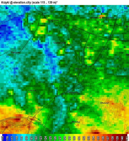 Krzyki elevation map