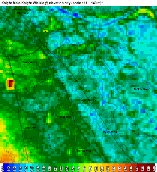 Księże Małe-Księże Wielkie elevation map