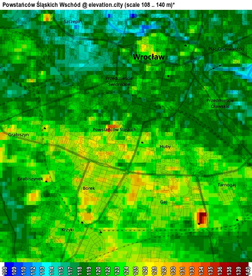 Powstańców Śląskich Wschód elevation map