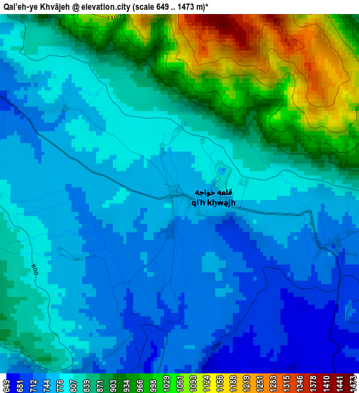 Qal‘eh-ye Khvājeh elevation map