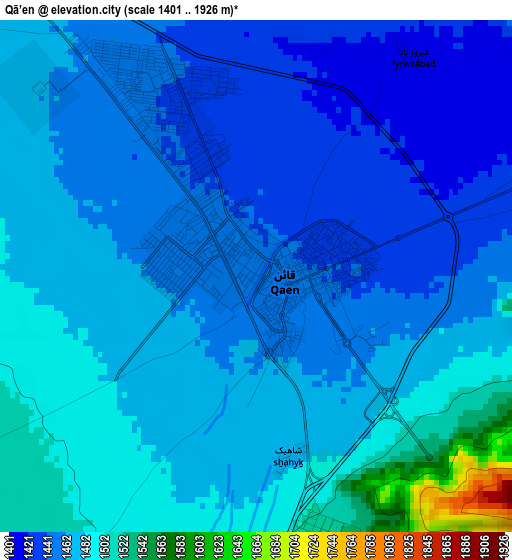 Qā’en elevation map