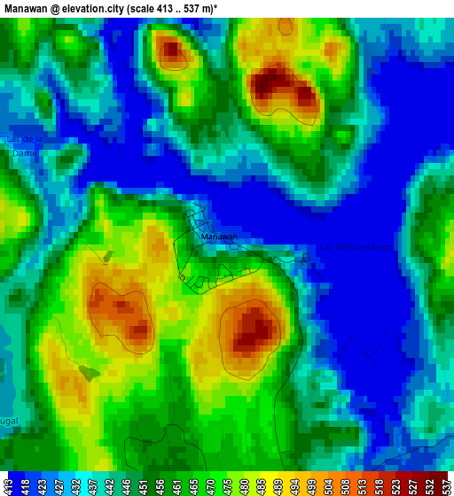 Manawan elevation map