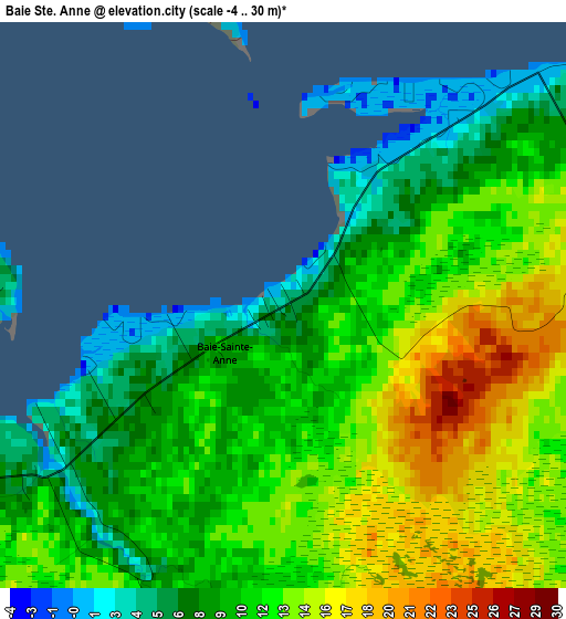 Baie Ste. Anne elevation map