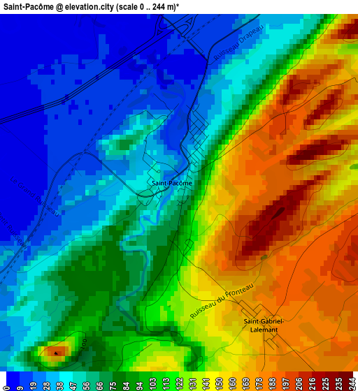 Saint-Pacôme elevation map