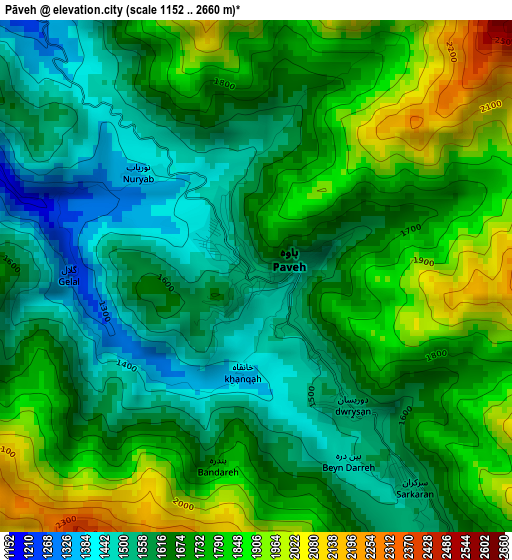Pāveh elevation map