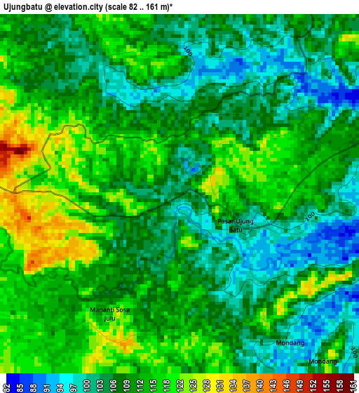 Ujungbatu elevation map