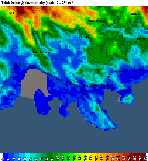 Teluk Dalam elevation map