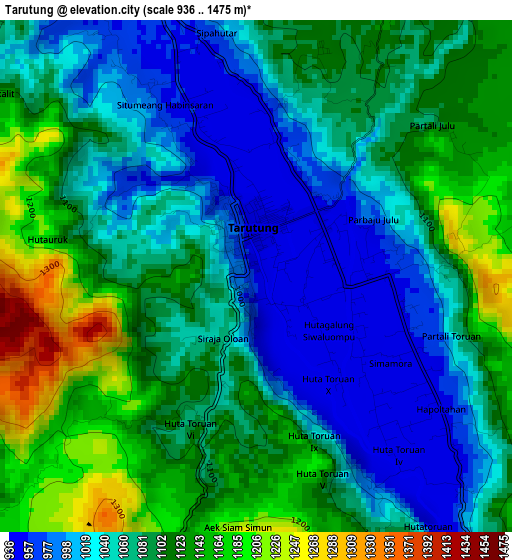 Tarutung elevation map