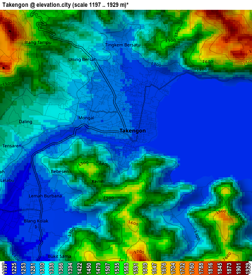 Takengon elevation map
