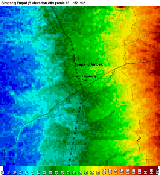 Simpang Empat elevation map