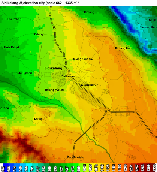 Sidikalang elevation map