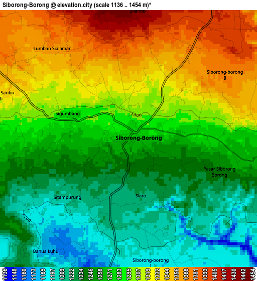 Siborong-Borong elevation map