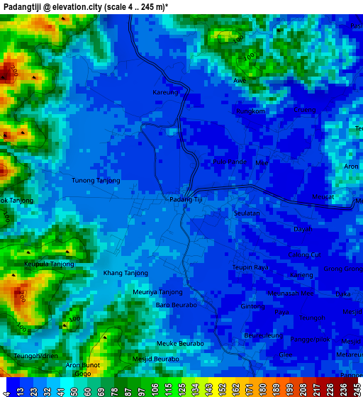 Padangtiji elevation map
