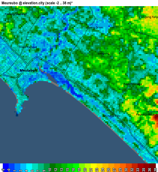 Meureubo elevation map