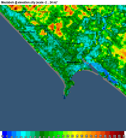 Meulaboh elevation map