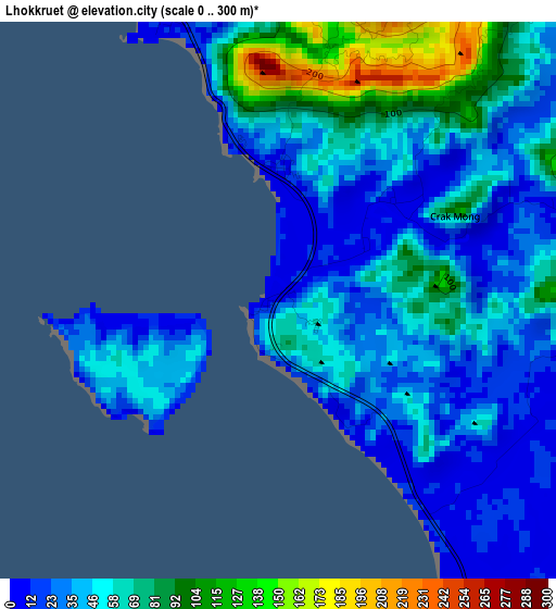 Lhokkruet elevation map