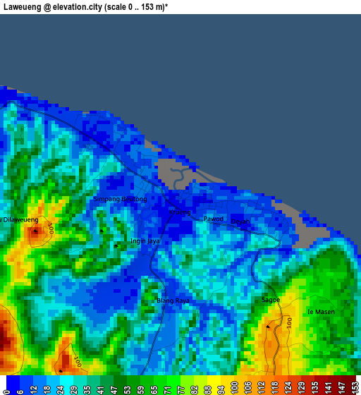 Laweueng elevation map