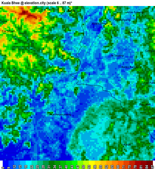 Kuala Bhee elevation map