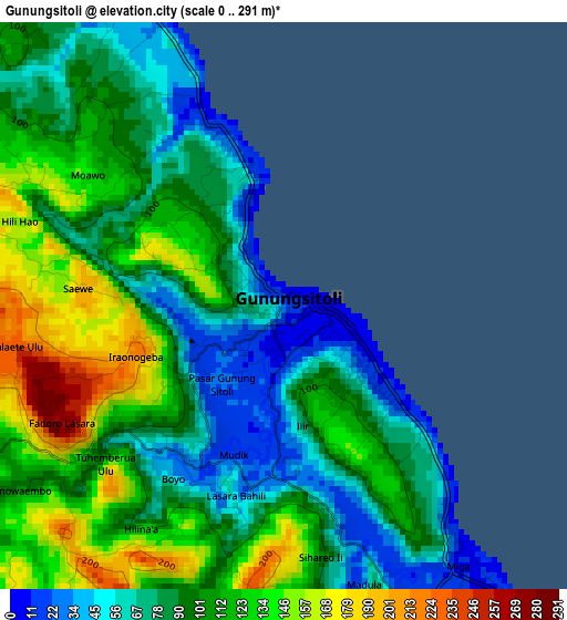 Gunungsitoli elevation map