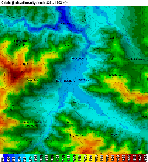 Celala elevation map