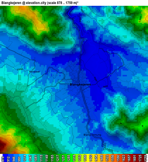 Blangkejeren elevation map